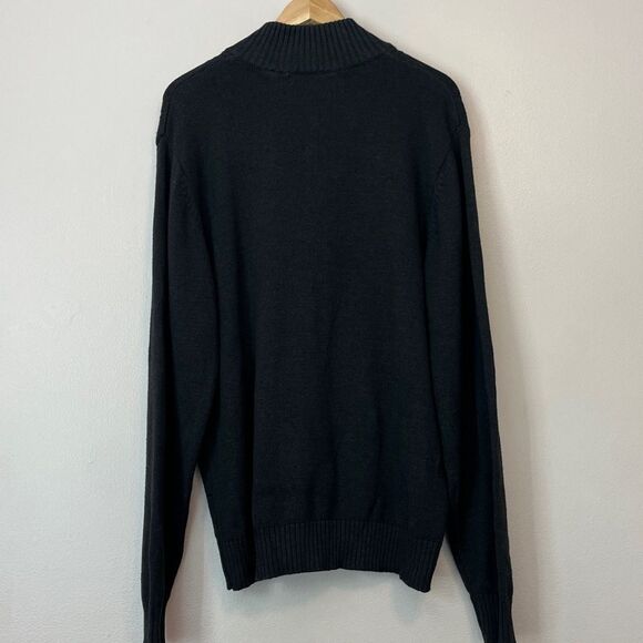 Oscar de la Renta 1/4 Zip Cotton Knit Sweater Men XL Mock Neck Gray Grandpa - Picture 4 of 9